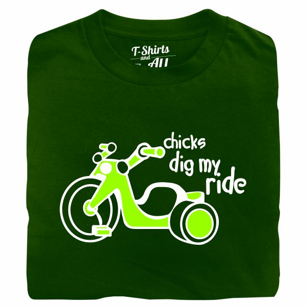 chicks dig mt ride green tshirt