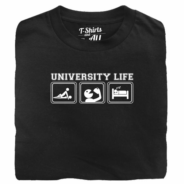 university life black t-shirt