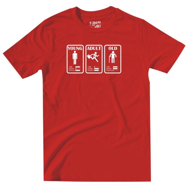 young adult old man t-shirt red b