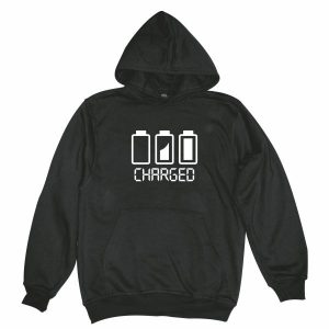 Battery charged black hoodie