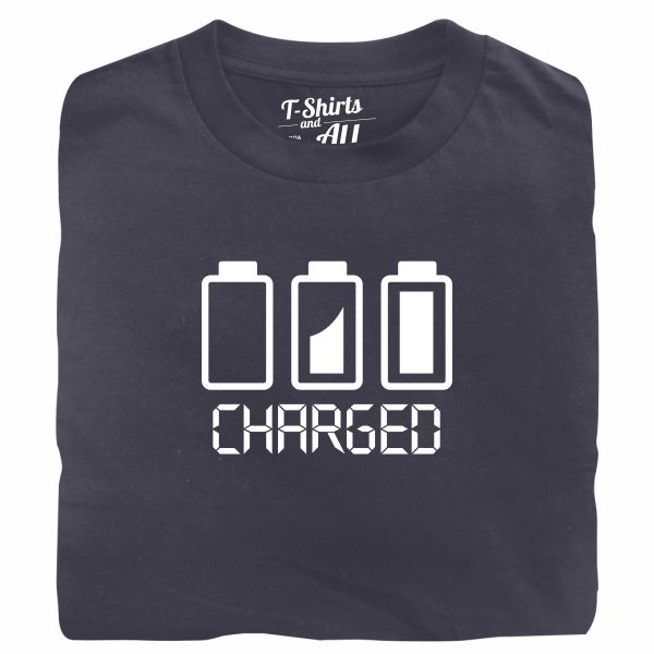 Battery charged man denim t-shirt