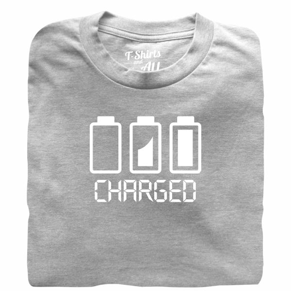 Battery charged man heather grey t-shirt