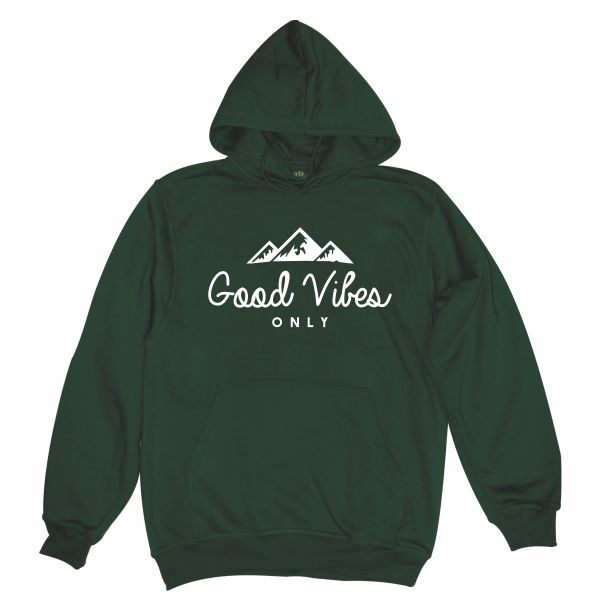 Good Vibes bottle green hoodie