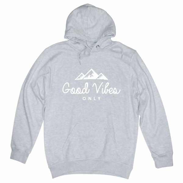Good Vibes heather grey hoodie