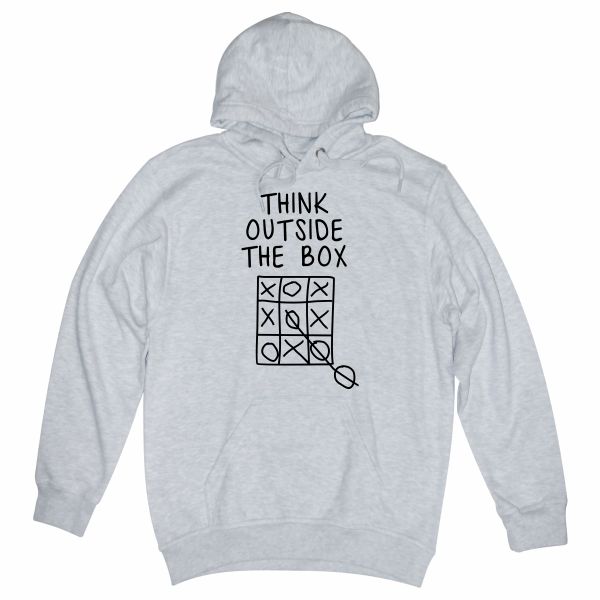 Think outside the box heather grey hoodie