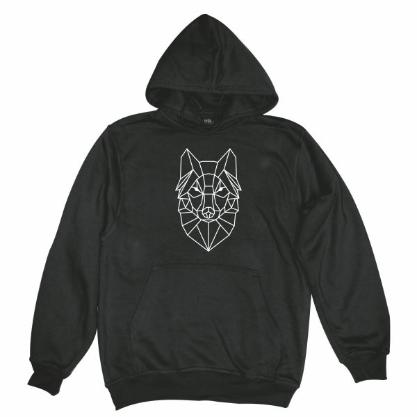 geometric wolf black hoodie