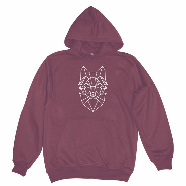 geometric wolf burgundy hoodie