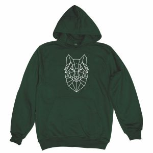 geometric wolf green hoodie
