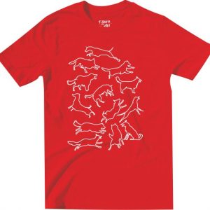 lots of dogs red tshirt