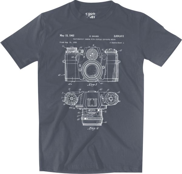 patente máquina fotográfica denim tshirt