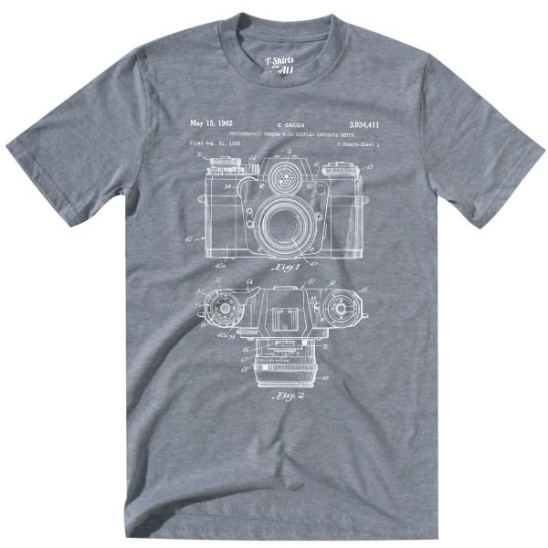 patente máquina fotográfica heather grey tshirt