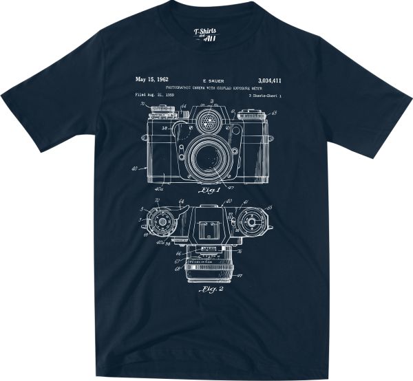 patente máquina fotográfica navy tshirt