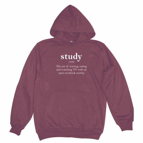 study hoodie burgundy